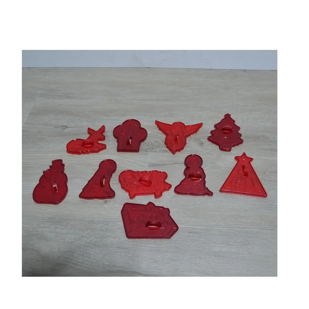 Vintage HRM Red Plastic Cookie Cutters Lot of 10 Christmas Nativity Scene